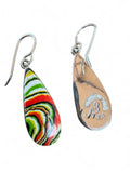 Making Waves Jewelry and Accessories teardrop dangle earrings with multi-colored swirling inlay and 925 sterling silver.