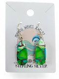 Making Waves Jewelry and Accessories teardrop dangle earrings with green and turquoise composite stone in sterling silver