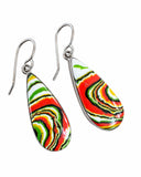 Making Waves Jewelry and Accessories teardrop dangle earrings with multi-colored stone inlay set in sterling silver.