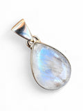 Making Waves Jewelry and Accessories teardrop moonstone pendant in polished 925 sterling silver with blue flash