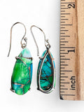 Making Waves Jewelry and Accessories teardrop dangle earrings with green and turquoise stone set in sterling silver.