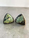 Making Waves Jewelry and Accessories triangle turquoise stud earrings with serrated sterling silver bezels