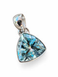 Making Waves Jewelry and Accessories trillion cut blue topaz pendant in sterling silver on a white background