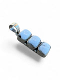 Making Waves Jewelry and Accessories triple stone pendant featuring three blue-white cabochons in 925 sterling silver.