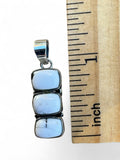 Making Waves Jewelry and Accessories triple stone pendant in 925 sterling silver with blue-white rectangular cabochons