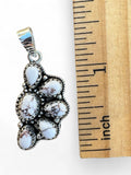 Making Waves Jewelry and Accessories white buffalo turquoise cluster pendant in sterling silver with bead detailing.