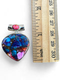 Making Waves Jewelry and Accessories heart-shaped stabilized turquoise pendant in 925 sterling silver with pink stone