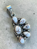Making Waves Jewelry and Accessories artisan white buffalo turquoise stone cluster pendant in 925 sterling silver