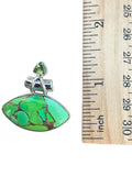 Making Waves Jewelry and Accessories marquise green turquoise and peridot pendant in 925 sterling silver with ruler