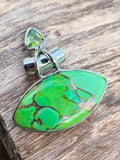 Making Waves Jewelry and Accessories marquise green turquoise and peridot pendant in 925 sterling silver