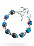 Making Waves Jewelry and Accessories oval copper turquoise link bracelet with sterling silver toggle clasp
