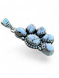 Making Waves Jewelry and Accessories white buffalo turquoise cluster pendant in sterling silver with bead detailing.