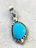 Making Waves Jewelry and Accessories turquoise pendant in 925 sterling silver with rope and bead detailing