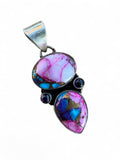 Making Waves Jewelry and Accessories sterling silver pendant with pink and blue turquoise mosaic and purple cabochons