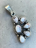 Making Waves Jewelry and Accessories white buffalo stone cluster pendant in 925 sterling silver with rope border
