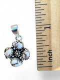 Making Waves Jewelry and Accessories sterling silver pendant with four teardrop white buffalo stones and ruler for scale