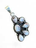 Making Waves Jewelry and Accessories white buffalo stone cluster pendant in 925 sterling silver with rope border.