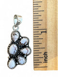 Making Waves Jewelry and Accessories white buffalo stone cluster pendant in sterling silver with rope border detail