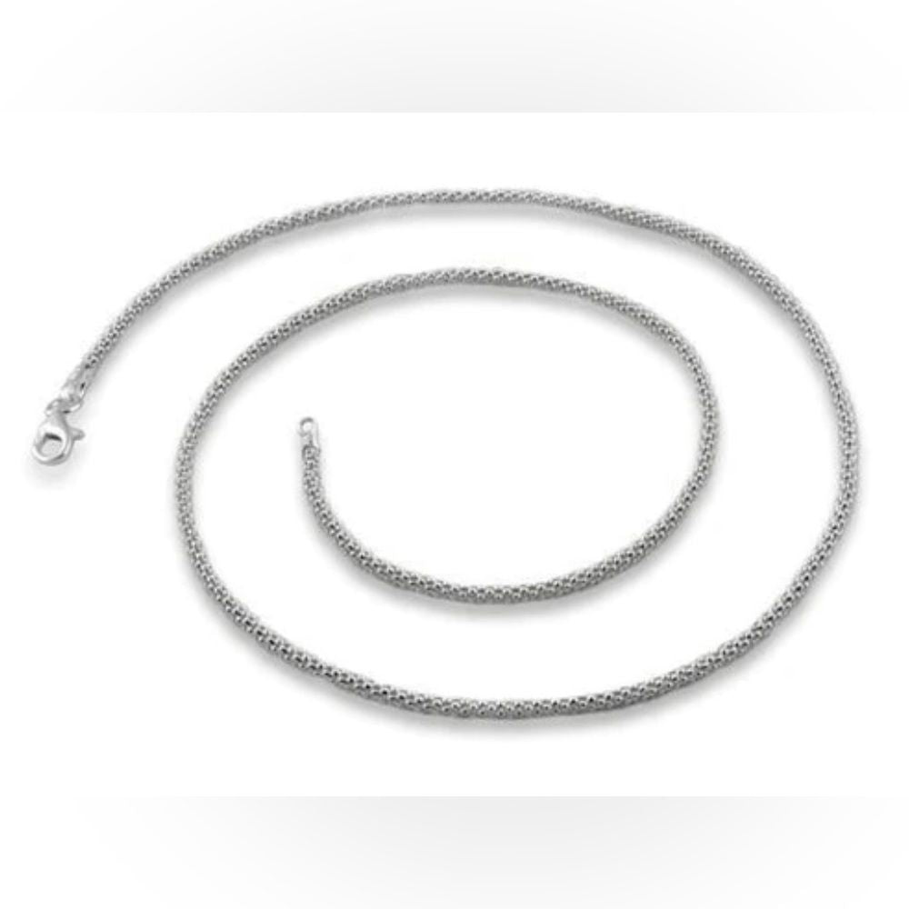 16 inch Solid 925 Sterling Silver Popcorn Chain 1.6 mm