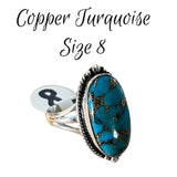 Kingman Copper Turquoise 925 Solid Sterling Silver Ring 8