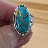 Kingman Copper Turquoise 925 Solid Sterling Silver Ring 8
