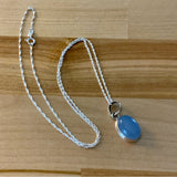 Blue Chalcedony Solid 925 Sterling Silver Pendant Necklace