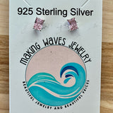 Pink Topaz Solid 925 Sterling Silver Stud Earrings