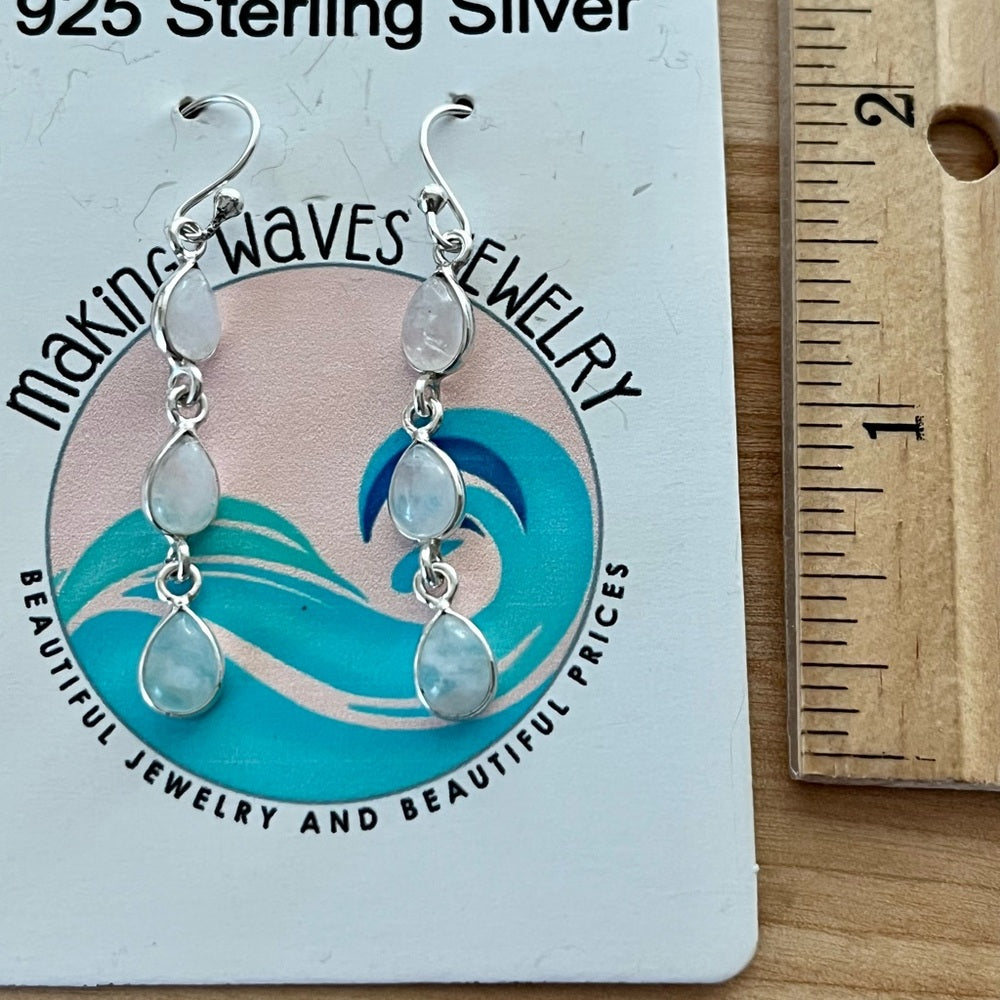 Rainbow Moonstone Solid 925 Sterling Silver Earrings