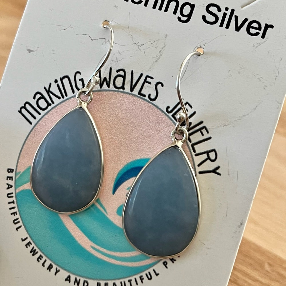 Angelite Solid 925 Sterling Silver Earrings