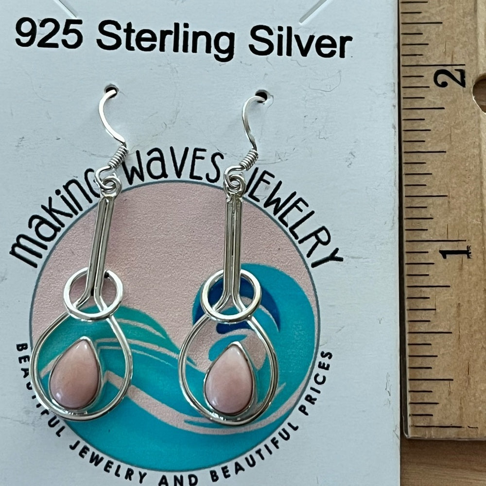 Pink Opal Solid 925 Sterling Silver Earrings