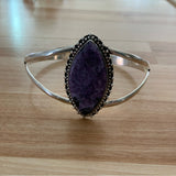 Charoite Solid 925 Sterling Silver Cuff Bracelet