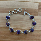 Purple Copper Turquoise Solid 925 Sterling Silver Bracelet