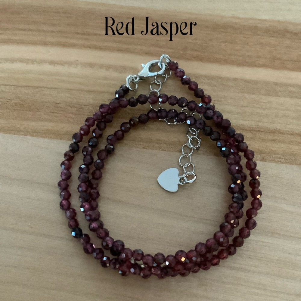 2 mm Red Jasper Beaded Necklace