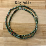 4 mm Ruby Zoisite  20” Beaded Necklace