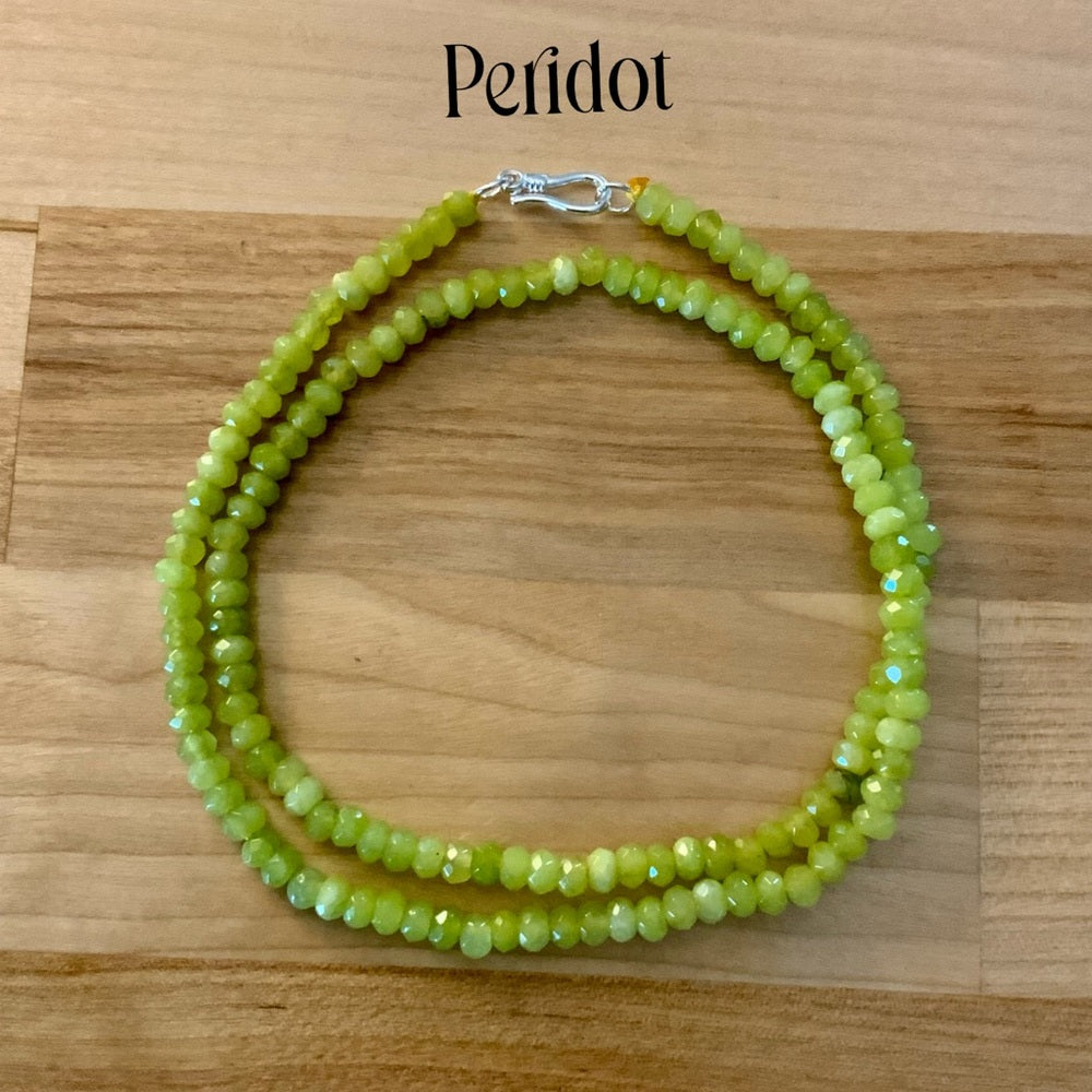 4 mm Peridot 20” Beaded Necklace