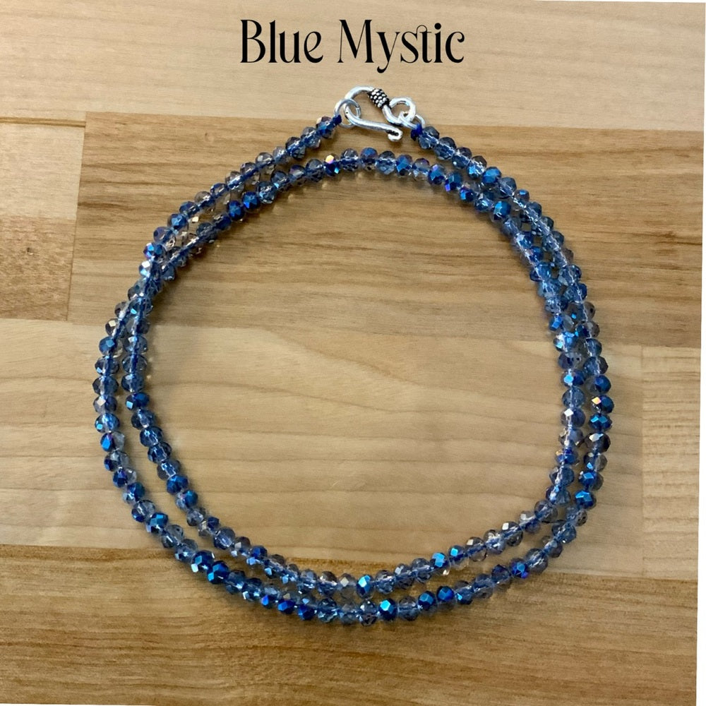 4 mm Blue Mystic Beaded Necklace