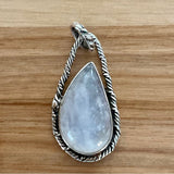 Solid 925 Sterling Silver Rainbow Moonstone Pendant