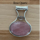 Solid 925 Sterling Silver Rose Quartz Pendant