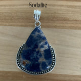 Solid 925 Sterling Silver Sodalite Pendant