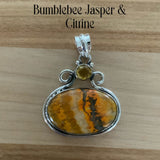 Solid 925 Sterling Silver Bumblebee Jasper & Citrine Pendant