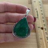 Solid 925 Sterling Silver Nephrite Jade Pendant