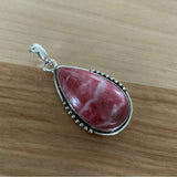 Solid 925 Sterling Silver Pink Thulite Pendant