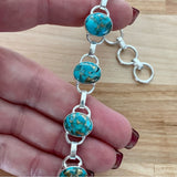Copper Turquoise Solid 925 Sterling Silver Bracelet