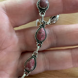 Pink Thulite Solid 925 Sterling Silver Bracelet