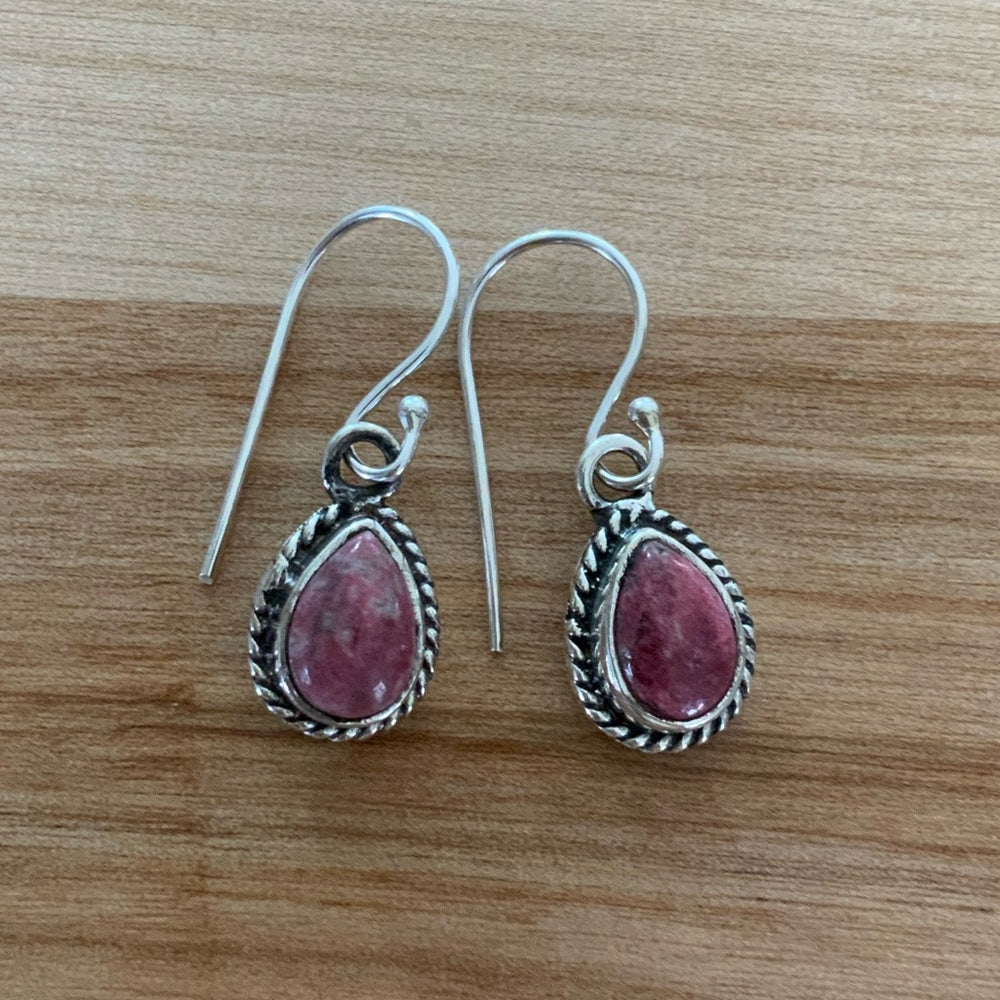 Pink Thulite Solid 925 Sterling Silver Earrings