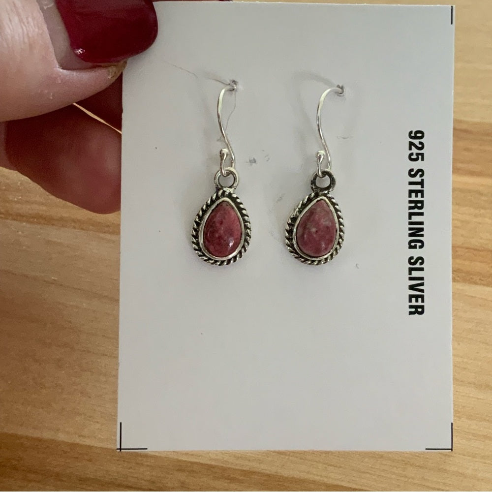 Pink Thulite Solid 925 Sterling Silver Earrings