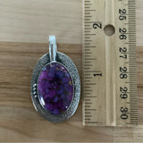 Purple Copper Turquoise Solid 925 Sterling Silver Pendant