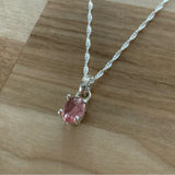 Pink Topaz Solid 925 Sterling Silver Pendant Necklace
