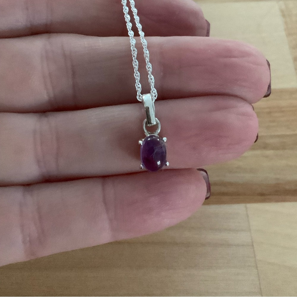Amethyst Solid 925 Sterling Silver Pendant Necklace