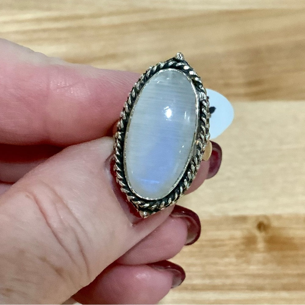 Rainbow Moonstone Solid 925 Sterling Silver Ring 4